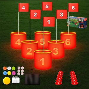 $47 Golf Yard Bucket Games, 6 Holes Golf Practice Game with Flag, Indoor Outdoor Golf Chipping Game for Park, Beach, Backyard, Lawn