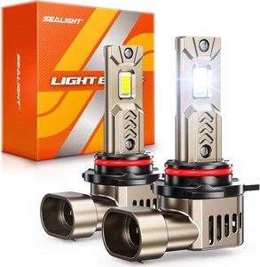 $50 SEALIGHT 9012HIR2 Light Bulbs, 12X 70000LM Super Brighter, 6500K Cool White HIR29012 LED Bulb with Cooling Fan, 11 Mini Size, 3MIN Plug N Play, Pack of 2