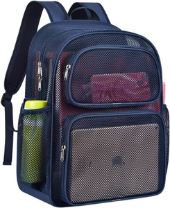 $25 MAY TREE Mesh Backpack, Heavy Duty Large Capacity Mesh Beach Bag, Blue