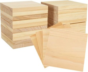 $21 Acrux7 23 Pack 4x4 Inch Wood Squares for Paintings, Unfinished Wood Panels, Natural Pine Square, Blank Wood Boards for Laser Engraving, DIY Crafts, Architectural Models, Coasters