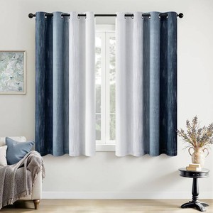 $39 MIULEE Navy Blue and Greyish White Ombre Blackout Curtains 52Wx63L Set of 2