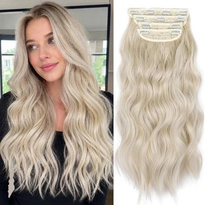 Clip in Hair Extensions, 20 Inches Wavy Synthetic Hair Extensions Clip ins