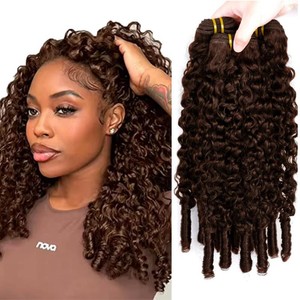 $66 #4 Brown Bundles Human Hair Burmese Curly Bundles 26 28 30 Inch Chocolate Unprocessed Brazilian Virgin Hair 3 Bundle 50 Gram Per Bundle Deals Quick Weave Hair Extensions For Woman