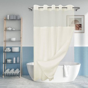 $27 River Dream No Hook Long Shower Curtain with Snap-in Liner, Sand, 71x77