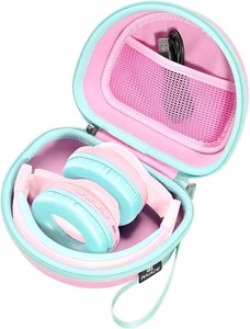 RAIACE Hard Travel Storage Case Compatible with iClever BTH12  BTH26  IMYBJoySpark-T5  Candy Bila BH03 Headphones, Protective Carrying Bag. (case only) - Pink