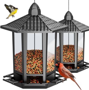 $22 Birdream 2 Pack Bird Feeders for Outdoor Hanging, Retro Pagoda Design Fun Installation Bird Feeder, Attracting Wild Birds Chickadees Goldfinches Cardinals Finches and Sparrows