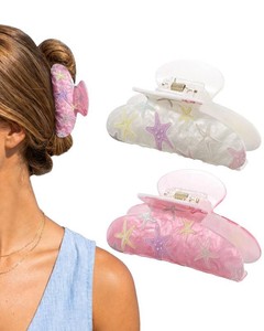 Molans Medium Acrylic Hair Claw Clips for Women, 2PCS Shark Clips for Girls