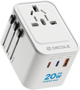 Universal Travel Adapter, 2 USB-C   1 USB-A, Cover 200 Countries
