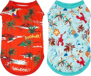 2PCS Hawaiian Dog Shirts XXL Sleeveless Tee Vest T-Shirt Tank Top