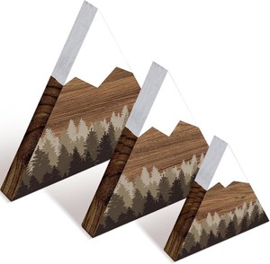 3 Pcs Mountain Shelf Decor Mountain Wooden Wall Decor Forest Art, Taupe