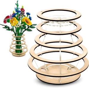 Wooden Lego Flower Vase - Slotted Stem Holder for Lego Botanical Sets