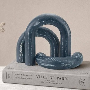 $28 EOSAHR Pine Wood Arch Decor Set Wood Sculpture for Minimalist Style, Blue