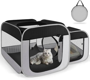 $31 Tailtastic Large Cat Playpen with Separate Areas,Outdoo&Indoor Cat Enclosures,Portable Pet Playpen for Indoor Cats,Puppy and Small Animals, Dog Playpen with Carrybag.