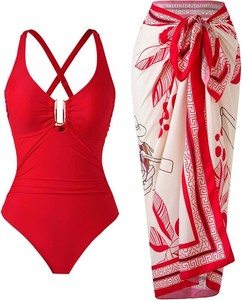$42 Womens One Piece Swimsuit with Cover Up Tummy Control Bathing Suit M