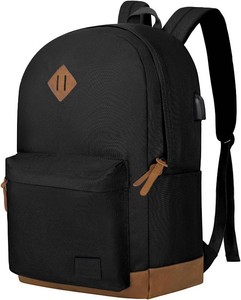 $22 Goloni Backpack for Men Women,Travel Laptop Backpack, Water Resistant 17.3 Inch USB Charging Backpack, Large Capacity Work Commute Bag,Black