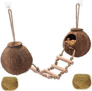 HERCOCCI Gecko Tank Accessories, Hermit Crab Toys Double Coconut Shell