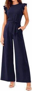 $56 BTFBM Dressy Jumpsuits For Women Cap Sleeve Wide Leg Romper S