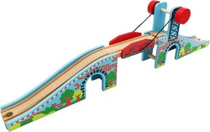 $22 Z MAYABBO Wooden Train Tracks Accessories Wood Train Lifting Bridge for Railroad Tracks fits for All Railway Tracks