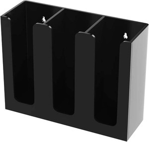 $40 Richboom Acrylic Coffee Cup and Lid Storage Organizer Holder, 3 Compartments, Black
