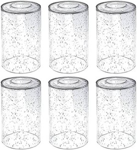 $60 6-Pack Seeded Glass Lamp Shade Replacements, 5.9in Height, 3.9in Diameter, 1.7in Fitter, Cylinder Bubble Glass Shade Covers, Seeded Glass Globe for Light Fixtures Chandelier Wall Sconce
