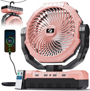 $38 FRIZCOL 3-in-1 Camping Fan - Portable Fans Rechargeable - 24000mAh Battery Powered Fan with Light for Indoor, Outdoor, Tent, Travel, Fishing, Jobsite, Gifts for Men Dad Him - Pink