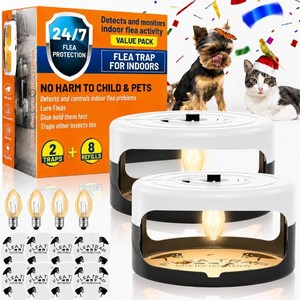 $23 2 Pack Flea Traps for Inside Your Home, Indoor Flea Traps with 8 Sticky Pads, Flea Monitoring Trap for Home, Sticky Insect Catcher for Fleas, Moths & Gnats