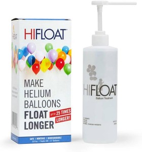 $20 HI-FLOAT Balloon Treatment 16 oz   Extends Float Time for Helium-Filled Latex Balloons   Treats Up to 100 (11-Inch) Balloons   Non-Toxic, Biodegradable Balloon Sealant