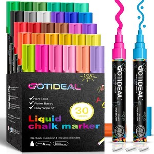 $26 GOTIDEAL Chalk Markers, 30 Colors Liquid Chalk Markers for Blackboard