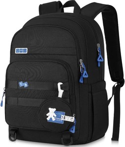 $34 YAMTION Black Backpack for Teens,School Backpack with Laptop Compartment,Laptop Backpack Fits 15.6Inch Notebook,Casual Bookbag for Men Women Boy Girl High School College Work Travel
