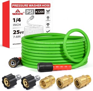 $33 YAMATIC Flexible Pressure Washer Hose 25 FT 14, M22-14mm Females