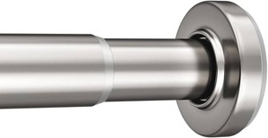 AmazerBath Nickel Spring Tension Shower Curtain Rod 31-75 Inches, 1 Inch Diameter Heavy Duty Tension Rod Rust Proof Bathroom Curtain Rod, Adjustable No Drill Easy Segmented Installation