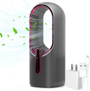 $43 KONSIDEN Desk Fan Bladeless, 11.8 Inch Office Fan Small, Quiet, 3 Speed Adjustment, Touch Control, Easy to Clean, Desk Fans Small Quiet, Ideal for Office, Living Room, Bedroom