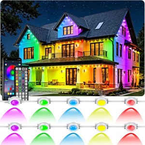 $160 RCUICA 500FT Permanent Outdoor Lights Waterproof with Smart App Control Remote,DIY Scene Modes,Music Sync hronization,Eaves Lights for Garden Decor,Deck,Christmas