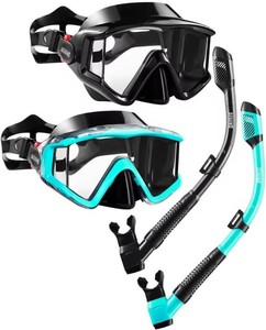 $32 Aegend Snorkeling Gear for Adults - Anti-Fog Mask with Latest Top Dry Valve