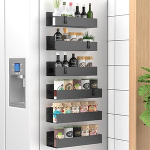 $30 HuggieGems Metal Magnetic Spice Rack for Refrigerator Matt Black, 6 Pack