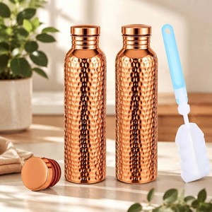 $37 LemonRoad 2 Pack 27oz Electroplated Copper Water Bottles with Clean Brush