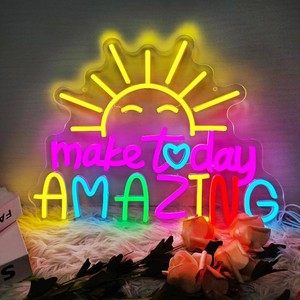 $28 Make Today Amazing Neon Sign Light Up Hanging Wall Decor LED Sign Gift