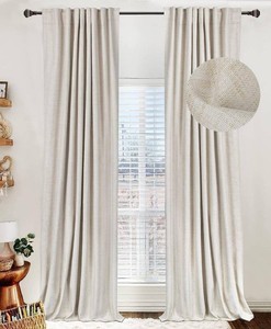 $40 Linen Total Blackout Curtains for Bedroom Living Room 84 Inch, Cream