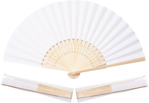 $35 Sepwedd 50pcs White Paper Hand Fan Bamboo Folding Fan Handheld Paper Fan