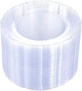 $30 U-QE 60 Pieces Clear Plastic Plates - 10 Inch Clear Disposable Plates
