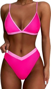 $35 SUUKSESS Women Triangle High Cut Bikini Sets Sexy High Waisted 2 Piece Swimsuit Medium