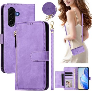 ELECEAY Wallet Case for Samsung Galaxy A37 5G Phone (2026), 7 Card Slots, 1 Cash Pocket, 2 Straps (Long  Short), Wireless Charging, Magnetic Closure, Kickstand, Purple