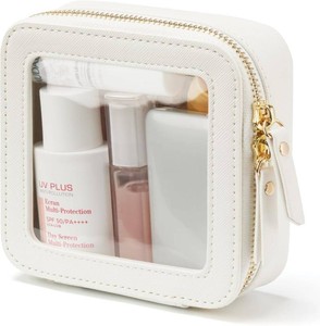 Popvibe Small Clear Makeup Bag for Purse, Travel Cosmetic Case, White, Mini
