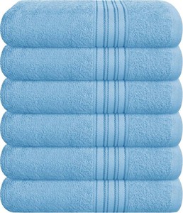 $20 BOUTIQUO Ultra Soft Cotton 6 -Piece Hand Towel Set 16x24 Inch, Ideal for use in Bathroom, Kitchen, Gym, Spa & General Cleaning, Compact & Lightweight Multi Purpose Hand Towels - Sky Blue