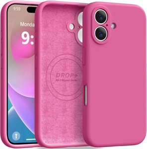 Magnetic for iPhone 16 Case Compatible with Magsafe Premium Silicone Satin-Smooth Touch Slim Shockproof Anti-Scratch Microfiber Lining Case, 6.1 inch, Pitaya
