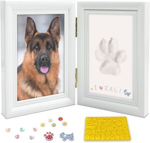$25 MYPAWLETS Clay Paw Print Kit for Dog Cat,Pawprint Keepsake Frame,L White
