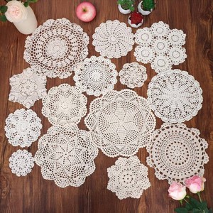 $26 kilofly 14 pcs Cotton Crochet Coasters Doilies 4-11.8 Handmade White Beige Placemats