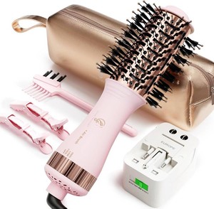 $44 Dual Voltage Travel Size Hot Air Brush Dryer & Styler for European Travel