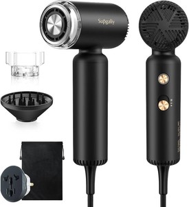 $100 Dual Voltage Travel Hair Dryer, Mini High-Speed Blow Dryer for Fast Drying, Ionic Hairdryer with Diffuser Gift Women, Lightweight Compact Portable,Quiet,European International 100-240V,Black