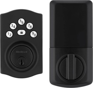 $52 Kwikset Powerbolt 240 5-Button Keypad Matte Black Traditional Electronic Deadbolt Door Lock, Featuring Convenient Keyless Entry, Customizable User Codes and Auto-Locking